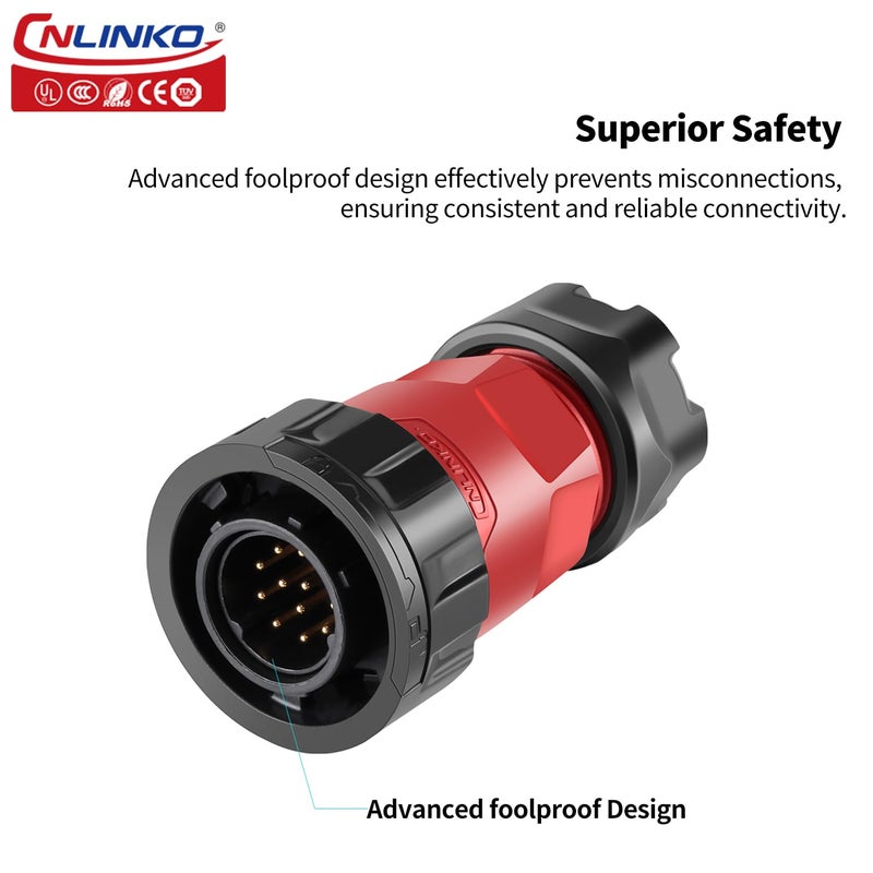 CNLINKO YM-20 Single-Hole Waterproof Connector with PIN Partitioned Design, IP68 Circular Connector, Quick Plugging Aviation Connector, M20 Power Data Connector (12 PIN) - Image 3